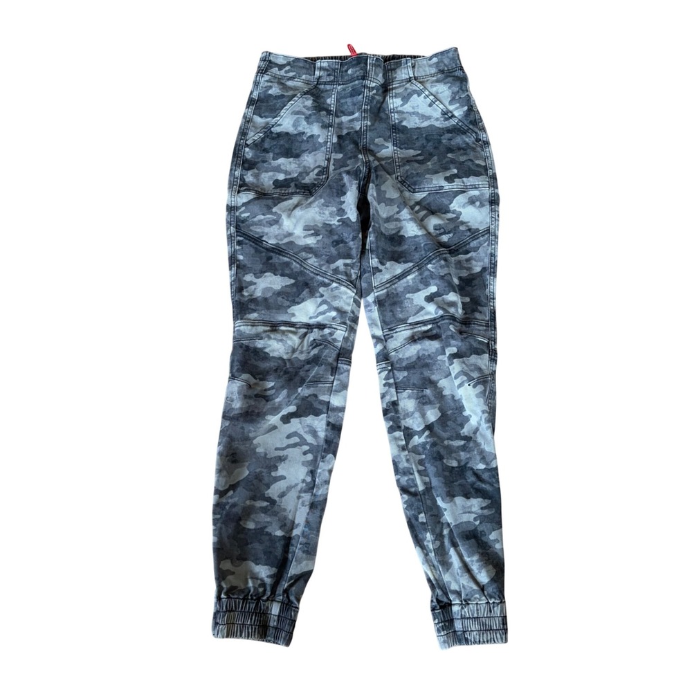 Spanx Stretch Twill Cargo Joggers Camo Print High Waist Pants Size Medium